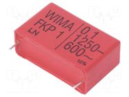Capacitor: polypropylene; 100nF; 1250VDC; 600VAC; 15x26x41.5mm WIMA