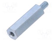 Screwed spacer sleeve; 20mm; Int.thread: M3; Ext.thread: M3; steel 