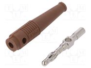 Connector: 4mm banana; plug; 32A; brown; 2.5mm2; nickel plated STÄUBLI