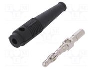 Connector: 4mm banana; plug; 32A; black; 2.5mm2; nickel plated STÄUBLI