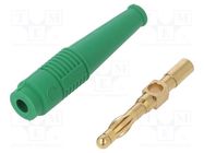 Connector: 4mm banana; plug; 32A; green; non-insulated; 2.5mm2 STÄUBLI