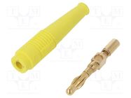 Plug; 4mm banana; 32A; yellow; non-insulated; 2.5mm2; gold-plated STÄUBLI