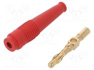 Plug; 4mm banana; 32A; red; non-insulated; 2.5mm2; gold-plated STÄUBLI