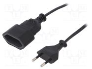 Extension lead; 2x0.75mm2; Sockets: 1; PVC; black; 1.5m; 2.5A JONEX