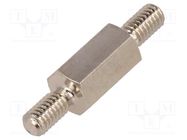 Screwed spacer sleeve; 12mm; Ext.thread: M4; hexagonal; brass DREMEC