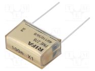 Capacitor: paper; X1; 100nF; 440VAC; Pitch: 25.4mm; ±20%; THT; PME278 KEMET