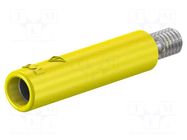 Connector: 4mm banana; socket; 32A; yellow; nickel plated; screw STÄUBLI