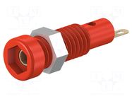 Connector: 2mm banana; socket; 10A; 23.3mm; red; soldered,on panel STÄUBLI
