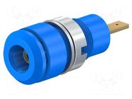 Connector: 2mm banana; socket; 10A; 28mm; blue; soldered,on panel STÄUBLI