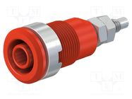 Connector: 4mm banana; socket; 32A; 1kV; Cutout: Ø12.2mm; red; brass STÄUBLI