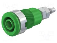 Connector: 4mm banana; socket; 32A; 1kV; Cutout: Ø12.2mm; green STÄUBLI