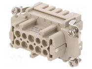 Connector: HDC; contact insert; female; DE; PIN: 10; 10+PE; UL94V-0 DEGSON ELECTRONICS