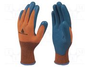 Protective gloves; Size: 9; orange-navy blue; latex,polyester DELTA PLUS
