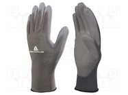Protective gloves; Size: 6; grey; polyester,polyurethane; VE702PG DELTA PLUS
