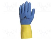 Protective gloves; Size: 8/9; yellow-blue; latex; DUOCOLOR VE330 DELTA PLUS
