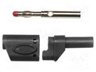 Plug; 4mm banana; 45A; 600VAC; black; soldered; copper beryllium MUELLER ELECTRIC