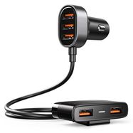 Joyroom fast car charger 5x USB 6.2 A with extension cable black (JR-CL03), Joyroom