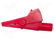 Crocodile clip; 10A; red; Grip capac: max.7mm; Socket size: 4mm MUELLER ELECTRIC