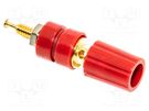 Socket; 4mm banana; 15A; 2.5kV; red; gold-plated; on panel MUELLER ELECTRIC