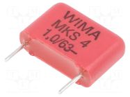Capacitor: polyester; 1uF; 40VAC; 63VDC; 10mm; ±10%; 4x9x13mm; MKT WIMA