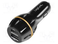 USB power supply; USB A socket x2; Sup.volt: 12÷24VDC; black LOGILINK