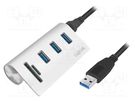 Hub USB; USB A socket x3,USB A plug,USB B micro socket; PnP LOGILINK