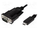 Converter; USB 2.0; D-Sub 9pin plug,USB C plug; 1.2m; black LOGILINK