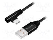 Cable; USB 2.0; USB A plug,USB C angled plug; 1m; black; PVC 