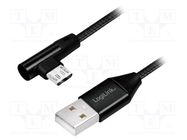 Cable; USB 2.0; USB A plug,USB B micro plug (angle); 0.3m; black LOGILINK