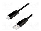 Cable; USB 2.0; USB A plug,USB C plug; 1m; black LOGILINK