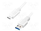 Cable; USB 3.2; USB A plug,USB C plug; 1m; white; 5Gbps; 15W; 3A; 5V LOGILINK