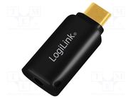 Adapter; Jack 3.5mm 4pin socket,USB C plug; gold-plated; black LOGILINK