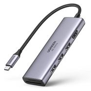 Ugreen multi-functional HUB USB Type C - 3x USB 3.2 Gen 1 / HDMI 4K 60Hz / SD and TF card reader gray (60383 CM511), Ugreen