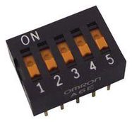 DIP SWITCH, 5POS, SPST, FLAT