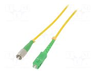 Fiber patch cord; FC/APC,SC/APC; 15m; 9/125um; LSZH; green; yellow QOLTEC