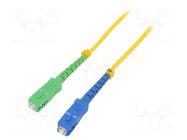 Fiber patch cord; SC/APC,SC/UPC; 0.5m; 9/125um; LSZH; blue,green QOLTEC