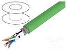 Wire; HELUKAT® 500IND,S/FTP; 4x2x22AWG; 6a; solid; Cu; PVC; green HELUKABEL