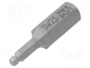 Screwdriver bit; hex key,spherical; HEX 2,5mm; Overall len: 25mm WERA