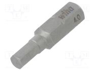 Screwdriver bit; hex key; HEX 4mm; Overall len: 25mm; STANDARD WIHA