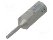 Screwdriver bit; hex key; HEX 1,5mm; Overall len: 25mm; STANDARD WIHA