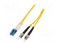 Fiber patch cord; LC/UPC,ST/UPC; 5m; 9/125um; LSZH; black,blue QOLTEC