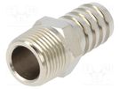 Push-in fitting; connector pipe; nickel plated brass; 14mm PNEUMAT