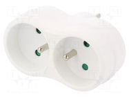 Connector: AC supply; splitter; 2P+PE; 250VAC; 16A; white PLASTROL
