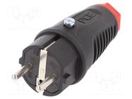 Connector: AC supply; male; plug; 2P+PE; 250VAC; 16A; Colour: black PCE