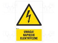 Safety sign; warning; PVC; W: 200mm; H: 300mm ANRO