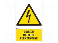 Safety sign; warning; self-adhesive folie; W: 200mm; H: 300mm ANRO