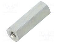 Screwed spacer sleeve; 15mm; Int.thread: M2,5; hexagonal; steel DREMEC