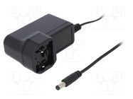 Power supply: switching; mains,plug; 15VDC; 0.4A; 6W; Out: 5,5/2,1 MEAN WELL