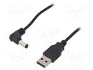 Cable; USB A plug,DC 5,5/2,5 plug; black; 0.5m; Core: Cu Goobay