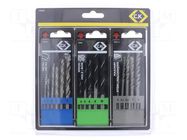 Drill set; plastic cassette; wood,stone,metal,plastic; 16pcs. C.K